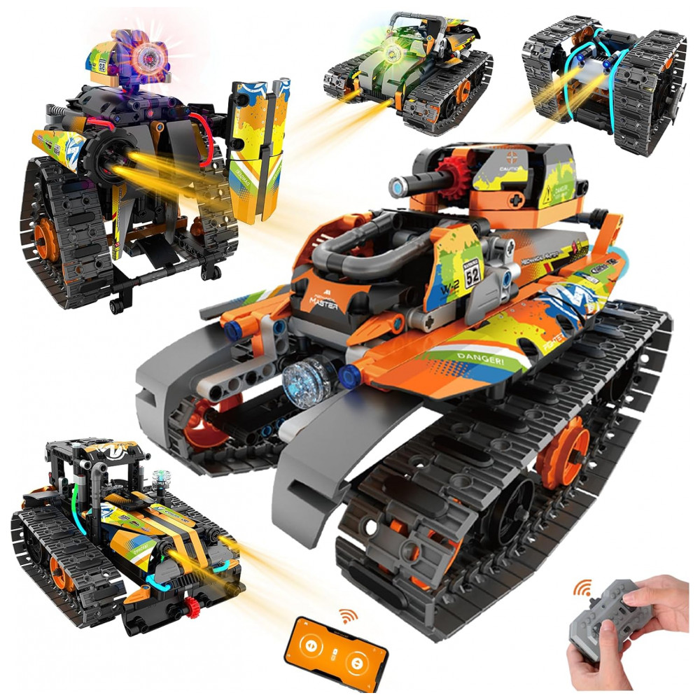 Kit Educativo de Engenharia Azul e Branco – Hodurgyi 5‑em‑1 STEM Building Set, Controle Remoto e APP, 554 Peças - Imagem 8