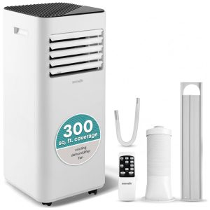Ar-condicionado Portátil SereneLife 8000 BTU 3 em 1 para Ambientes de até 275m² Unidade de AC de Piso Eficiente com Controle Remoto