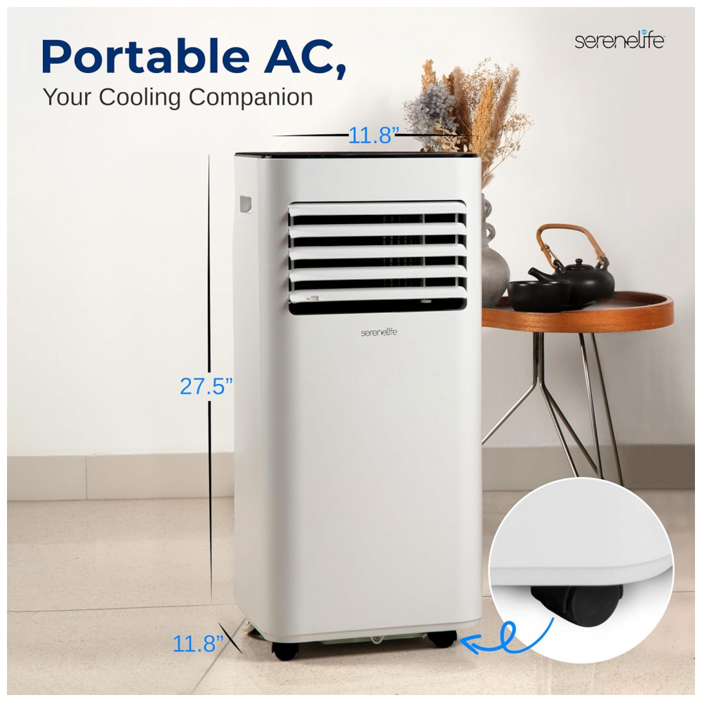 Ar-condicionado Portátil SereneLife 8000 BTU 3 em 1 para Ambientes de até 275m² Unidade de AC de Piso Eficiente com Controle Remoto - Imagem 2