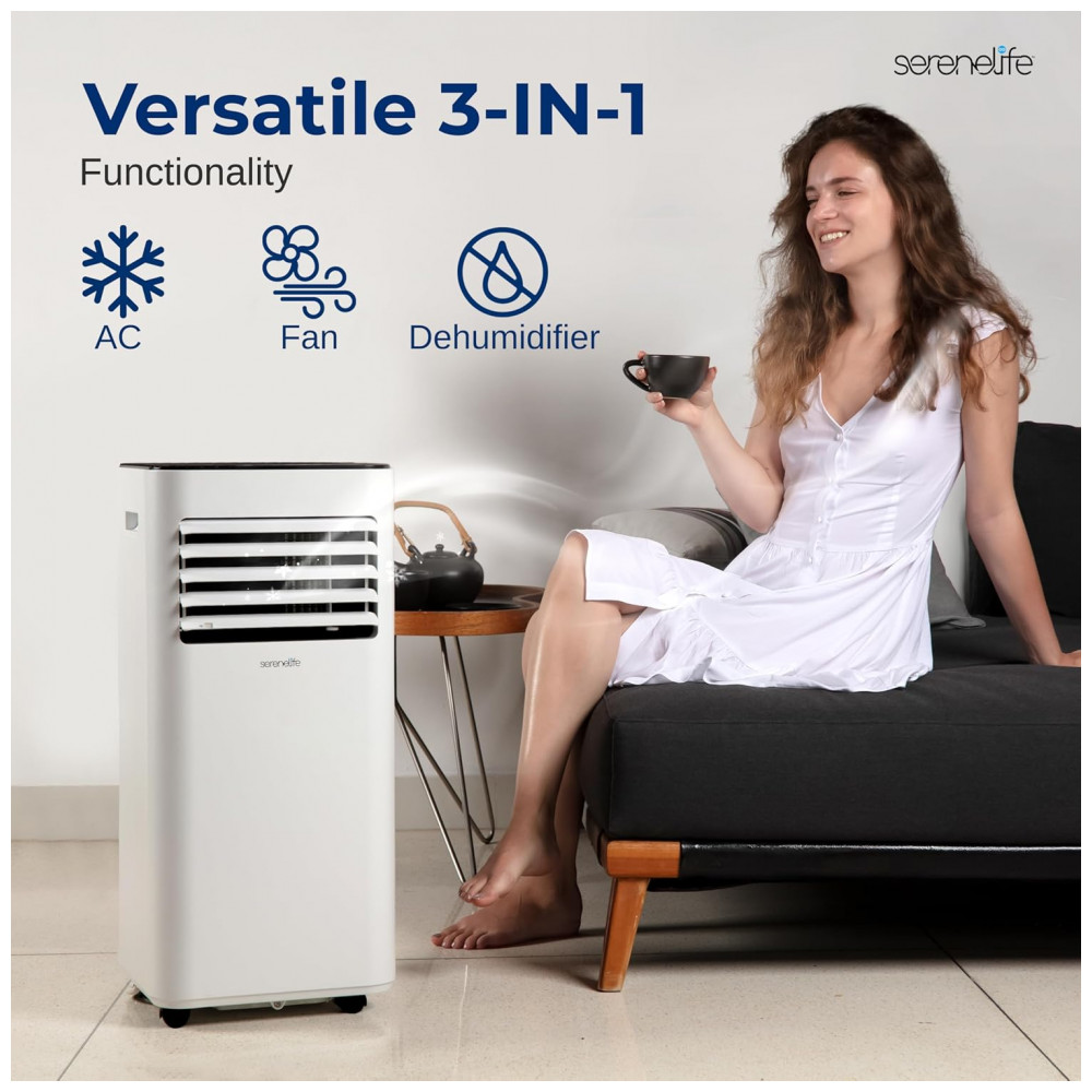 Ar-condicionado Portátil SereneLife 8000 BTU 3 em 1 para Ambientes de até 275m² Unidade de AC de Piso Eficiente com Controle Remoto - Imagem 3