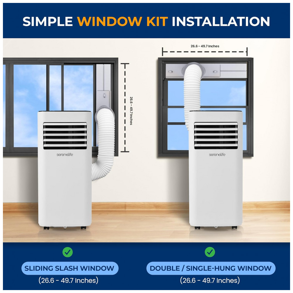 Ar-condicionado Portátil SereneLife 8000 BTU 3 em 1 para Ambientes de até 275m² Unidade de AC de Piso Eficiente com Controle Remoto - Imagem 5