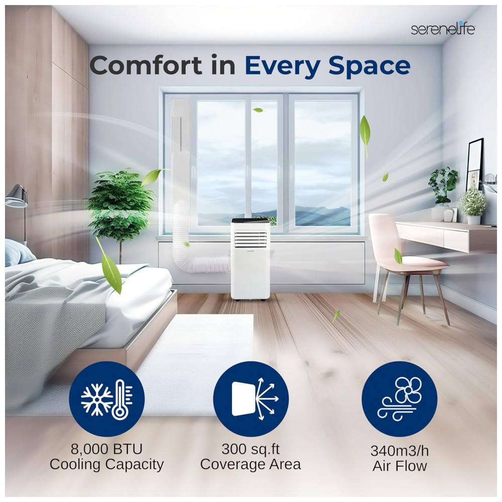 Ar-condicionado Portátil SereneLife 8000 BTU 3 em 1 para Ambientes de até 275m² Unidade de AC de Piso Eficiente com Controle Remoto - Imagem 6