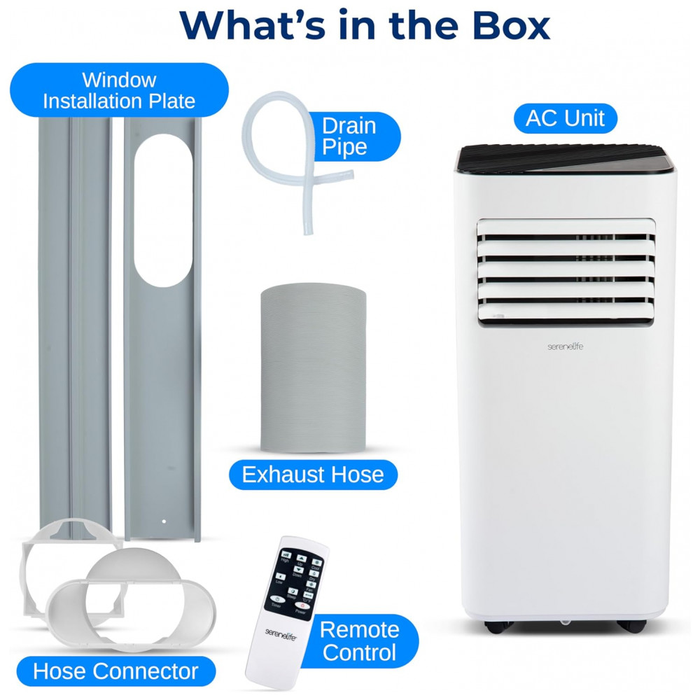 Ar-condicionado Portátil SereneLife 8000 BTU 3 em 1 para Ambientes de até 275m² Unidade de AC de Piso Eficiente com Controle Remoto - Imagem 7