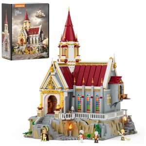 Conjunto de blocos de montar Lumibricks Medieval King’s Castle Treasury castelo tesouraria medieval com iluminação LED 3209 peças