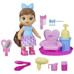 Boneca Cabelereira Baby Alive com Espuma e Acessórios de Salão de Beleza para Crianças Acima de 3 Anos Cabelo Castanho