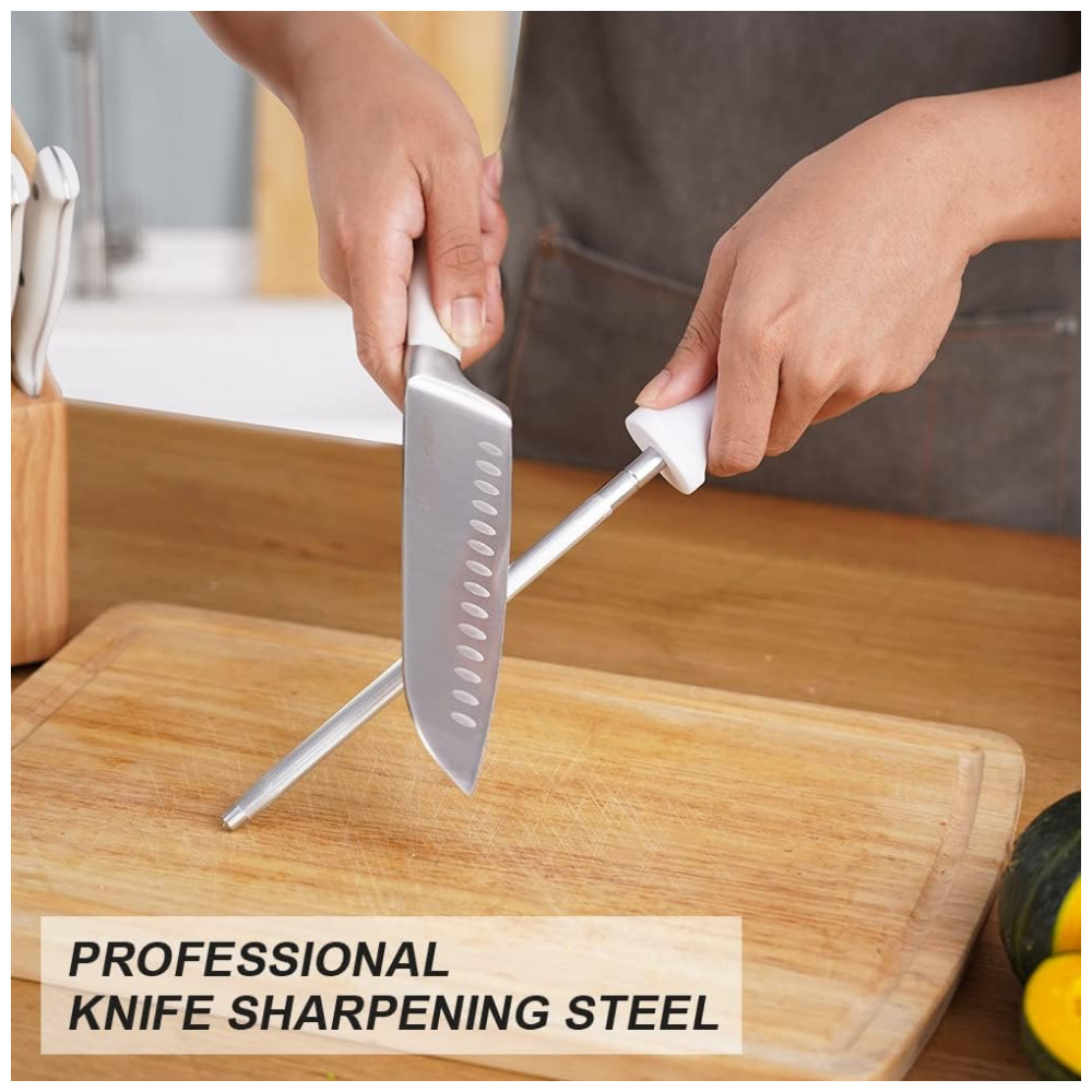 Conjunto de Facas em Aço Inoxidável com Bloco de Bancada e Rebite Triplo Forjado Clássico 14 Peças Harriet Branco - Imagem 8