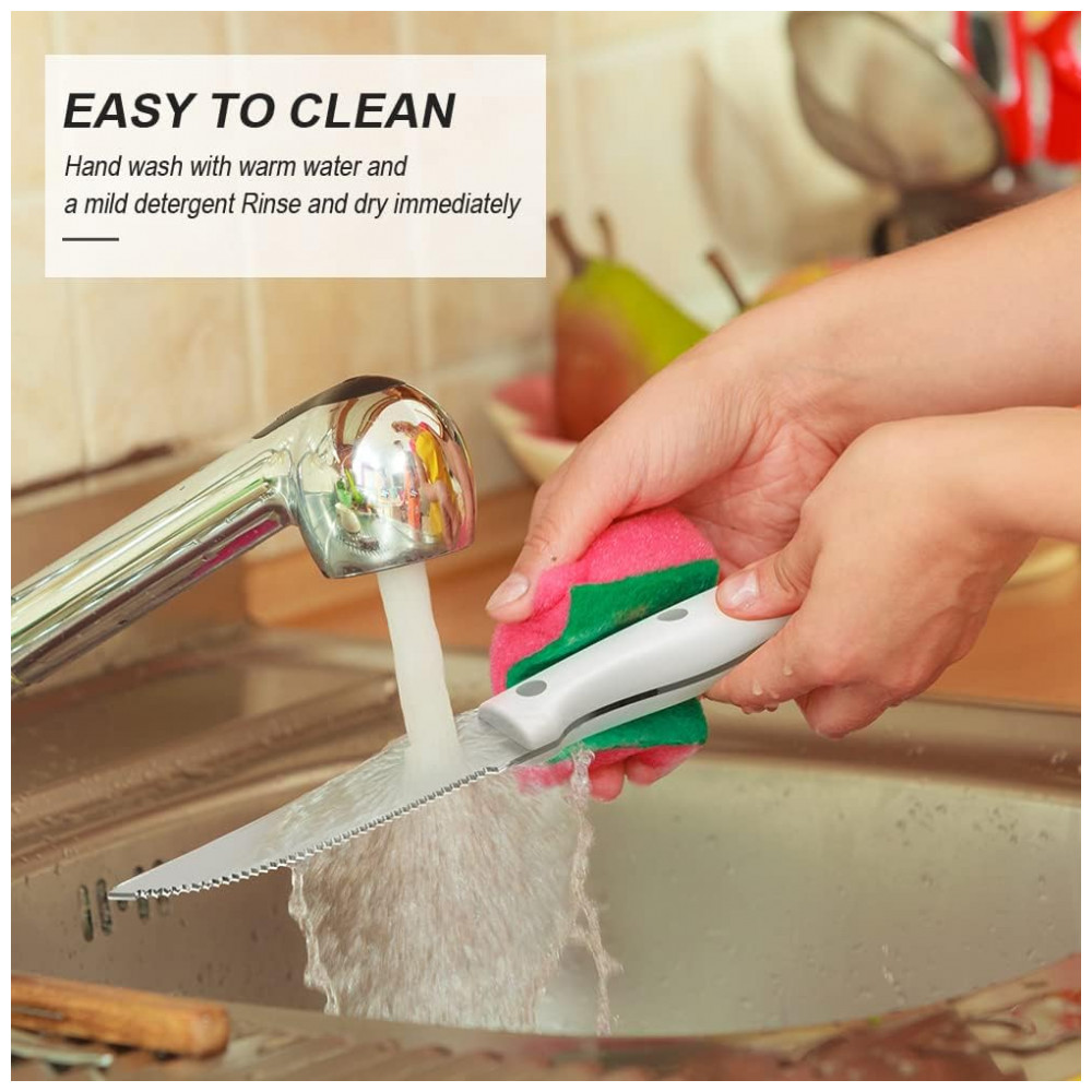 Conjunto de Facas em Aço Inoxidável com Bloco de Bancada e Rebite Triplo Forjado Clássico 14 Peças Harriet Branco - Imagem 9