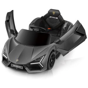 Carro Elétrico Infantil Lamborghini com Controle Remoto Porta de Tesoura MP3 Player Luz LED e Assento Largo 12V ELEMARA Cinza