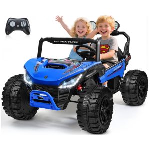 Carro Elétrico Infantil ANPABO Azul 24V 2 Lugares 4 Motores 200W Suspensão Rainbow LED Controle Bluetooth 5.1km/h