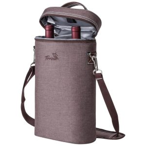 Bolsa Térmica para 2 Garrafas de Vinho Tirrinia – Marrom: Presente Ideal para Amantes de Vinho