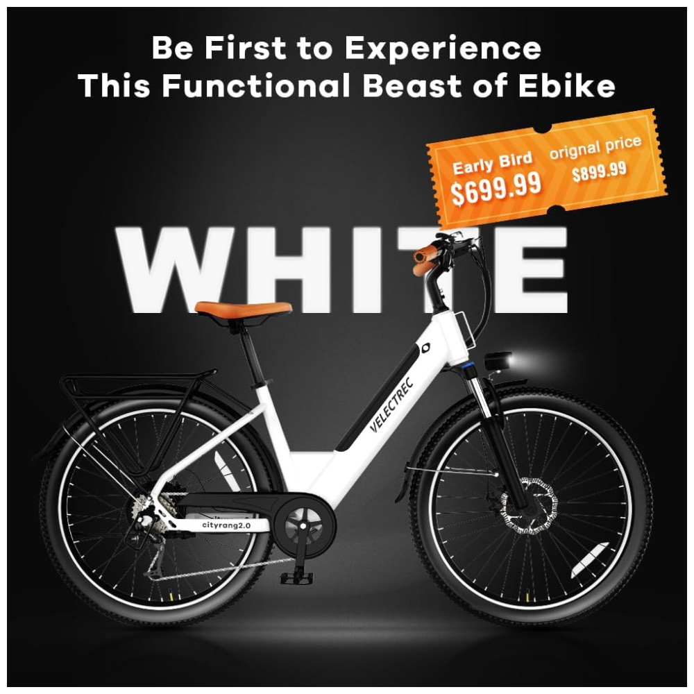 Bicicleta Elétrica Cityrang 2.0 Motor Brushless 1000W Pico Bateria 48V 720Wh Autonomia 112 km Suspensão Ajustável Freios a Disco Duplos 7 Marchas Tela LCD Colorida Branca - Imagem 2