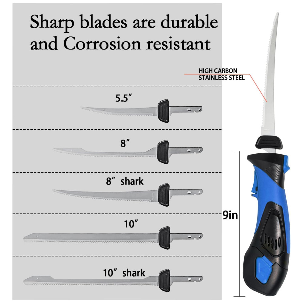 Faca Elétrica sem Fio 5 Lâminas Revestidas com TiNitride Antiaderentes Cabo Ergonômico com Aderência AntiderrapantePratour - Imagem 3