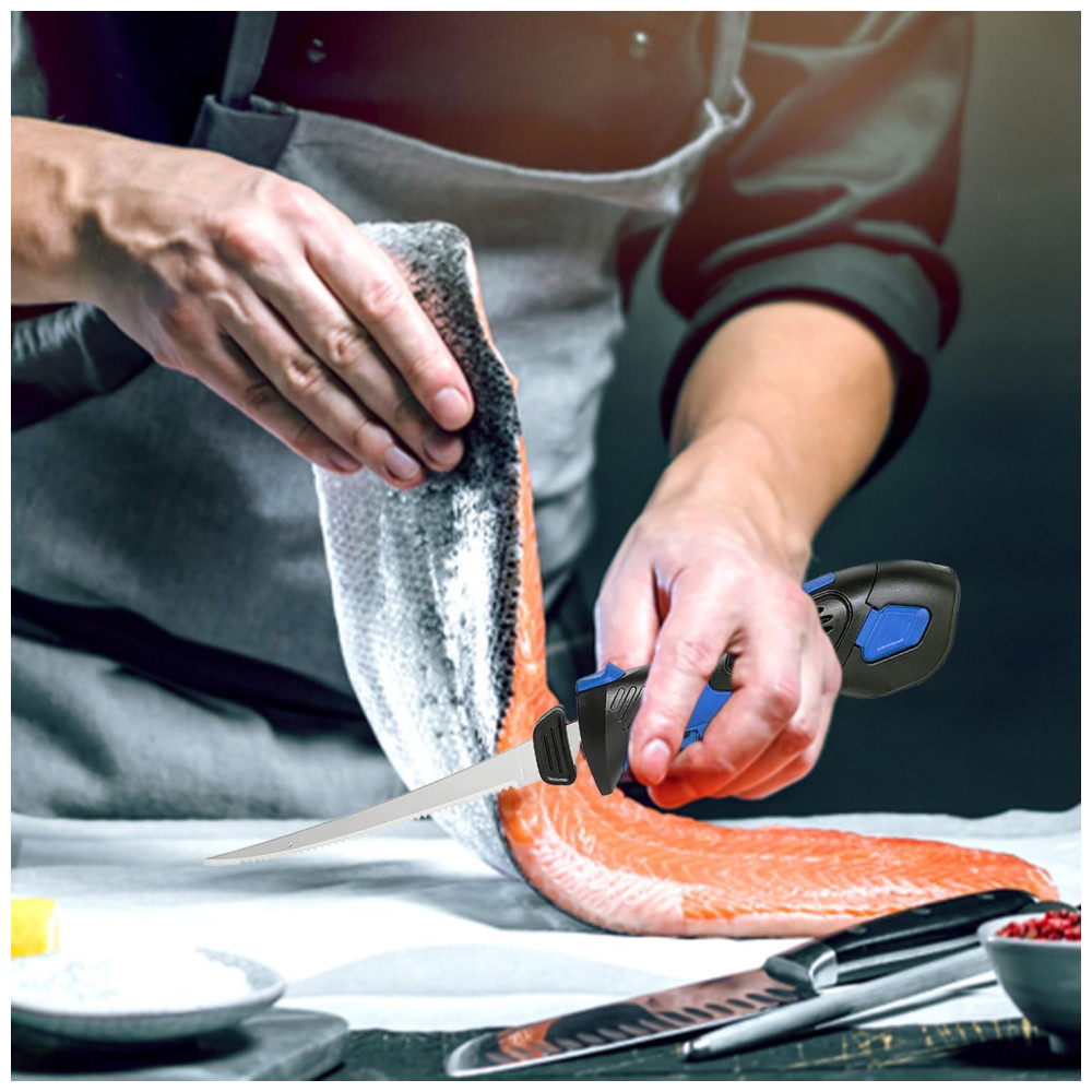 Faca Elétrica sem Fio 5 Lâminas Revestidas com TiNitride Antiaderentes Cabo Ergonômico com Aderência AntiderrapantePratour - Imagem 7