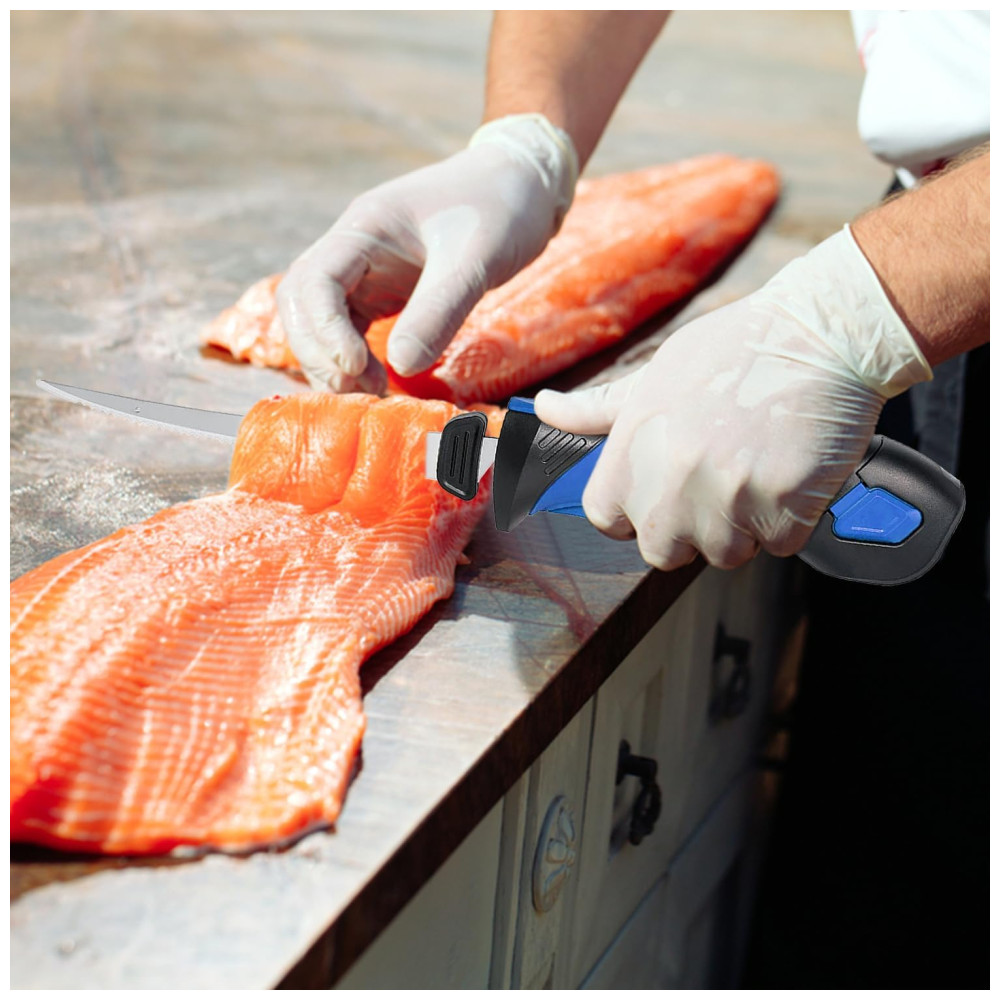 Faca Elétrica sem Fio 5 Lâminas Revestidas com TiNitride Antiaderentes Cabo Ergonômico com Aderência AntiderrapantePratour - Imagem 8