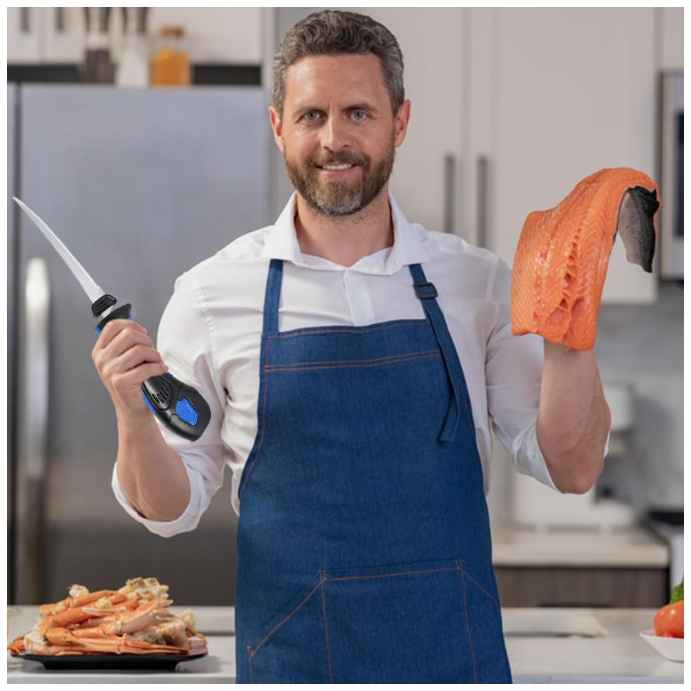 Faca Elétrica sem Fio 5 Lâminas Revestidas com TiNitride Antiaderentes Cabo Ergonômico com Aderência AntiderrapantePratour - Imagem 9