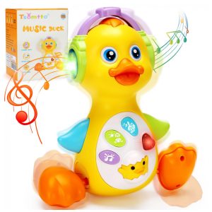 Pato musical Tsomtto com luz movimento e botões sonoros para tummy time e engatinhar