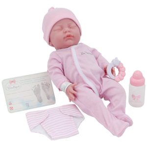 Bebê Recém-Nascido Newborn Boneca Realista Original 43 cm La Newborn by JC Toys - Conjunto de Presente Rosa