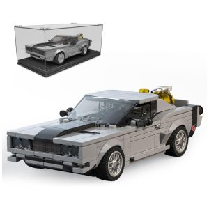 Kit de Construção Carro Dodge Charger com 355 Peças e Vitrine de Acrílico para Crianças Acima de 8 Anos Mold King Cinza