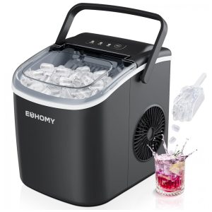 Máquina de Gelo até 11 kg em 24H Portátil com Limpeza Automática 110V 170W EUHOMY Preta