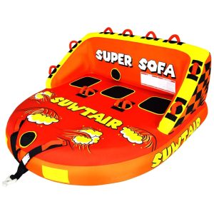 Boia Rebocável para até 3 Pessoas com Pontos de Reboque e Capa de Nylon 840D Espessa e Resistente SUWTAIR Vermelho e Amarelo