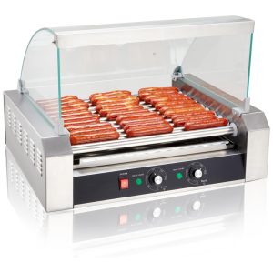 Máquina para Cachorro Quente em Aço Inoxidável com 11 Rolos até 30 Salsichas 110V 1430W SYBO Prata