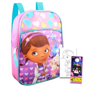 Mini Mochila Escolar Infantil 27cm Disney Bundle Doc McStuffins Cor Rosa