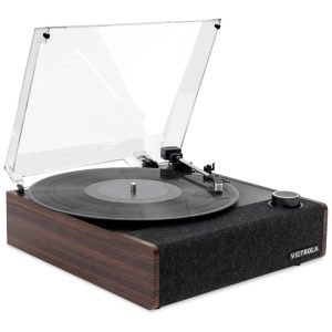 Vitrola Victrola Eastwood II Acabamento Café Conexão Bluetooth 5.1 Vinyl Stream Vintage 3 Velocidades Cápsula Audio TechnicaVictrola Store