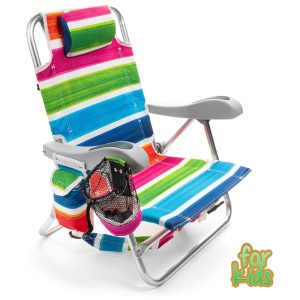 Cadeira de Praia Infantil Dobrável com 4 Posições e Alça de Transporte Homevative Colorida