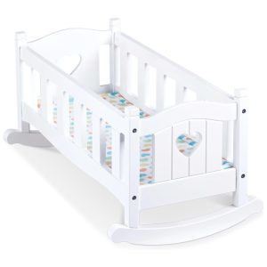 Berço de Madeira para Bonecas e Bichos de Pelúcia com até 50 cm para Crianças Acima de 3 Anos Melissa & Doug Branco