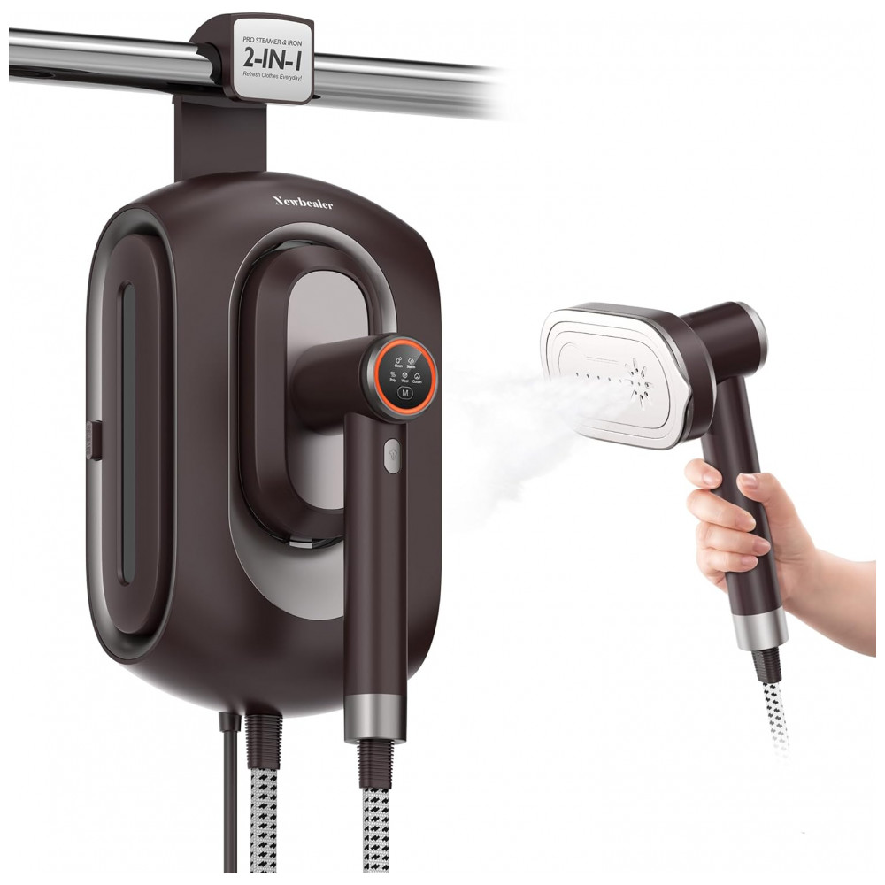 Steamer, Passadeira e Vaporizador Newbealer 2 em 1 Pro Steam Station, 1550W, 3 Níveis de Vapor Turbo e 3 Modos de Calor Seco para Roupas,