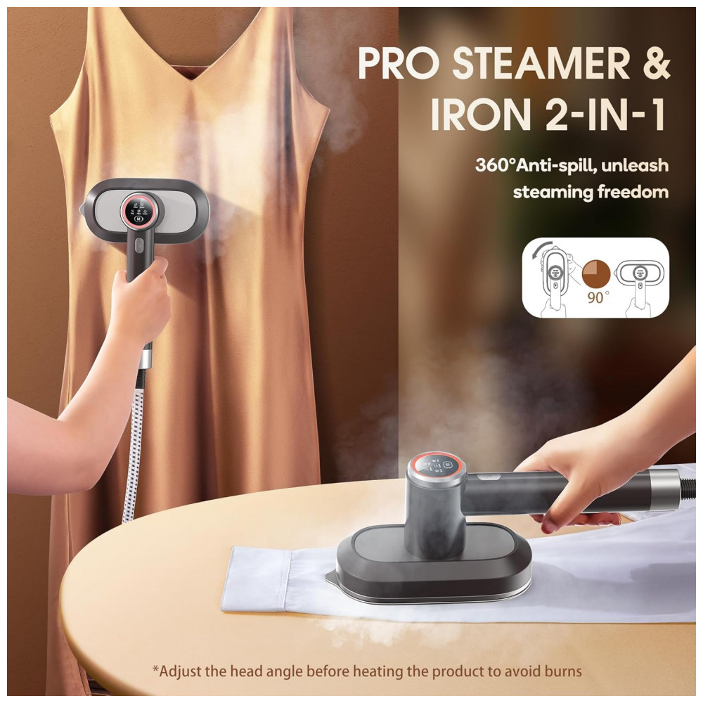 Steamer, Passadeira e Vaporizador Newbealer 2 em 1 Pro Steam Station, 1550W, 3 Níveis de Vapor Turbo e 3 Modos de Calor Seco para Roupas, - Imagem 7