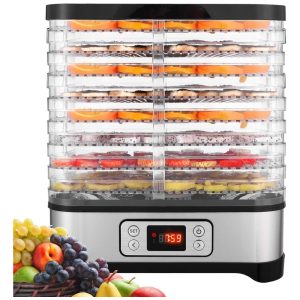 Desidratador de Alimentos com 8 Bandejas Temporizador Digital e Controle de Temperatura 110V 400W COOCHEER Prata