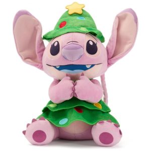 Pelúcia Oficial de Natal Disney Store Angel Lilo & Stitch Natalina 2025 36 cm Fantasia Árvore de Natal com Estrela Dourada e Detalhes Bordados