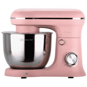 Batedeira Planetária Retrô CULINARY CHEF Rosa 8 Velocidades 45L 300W Bowl Inox Braço Basculante Antiderrapante 110V