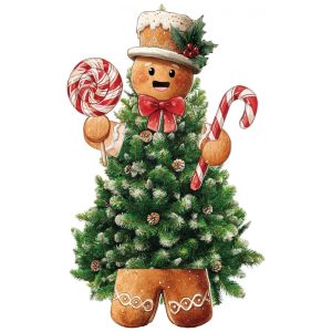 Decoração de Árvore de Natal Soulchen - Conjunto de 4 Peças Gingerbread Man Topper e Enfeites de Árvore de Natal