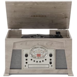 Vitrola Toca-Discos Medley 3 Velocidades com Bluetooth Rádio AM/FM CD Player Deck de Cassete e Aux-inCR7015A-GY Crosley