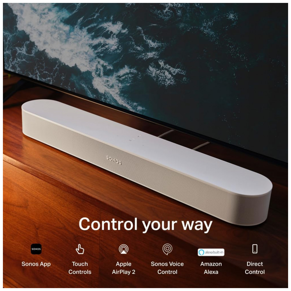 Sonos Beam Gen 2 Soundbar com Dolby Atmos, Controle por Voz, Wi-Fi, HDMI eARC, Trueplay, Design Compacto e Elegante – Branco Fos - Imagem 7