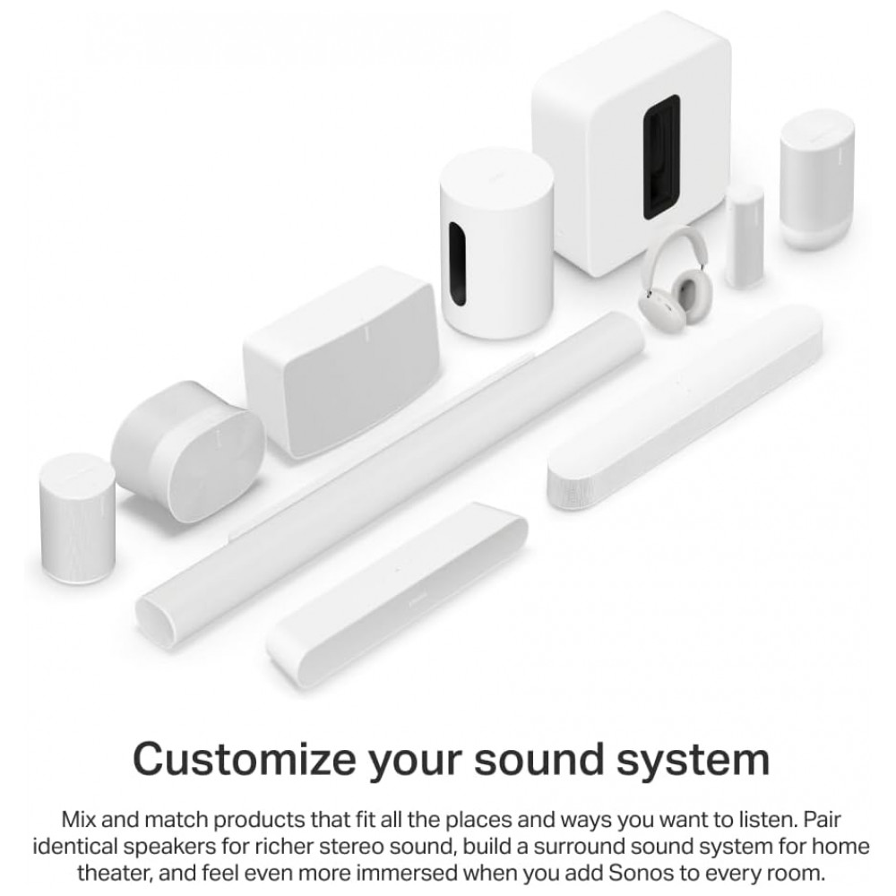 Sonos Beam Gen 2 Soundbar com Dolby Atmos, Controle por Voz, Wi-Fi, HDMI eARC, Trueplay, Design Compacto e Elegante – Branco Fos - Imagem 8