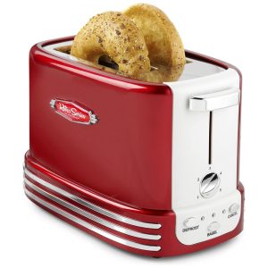 Torradeira Elétrica 2 Fatias com 5 Níveis de Tostagem Função Descongelar e Bandejas de Migalhas Removíveis 110V 900W Nostalgia Retrô Vermelha