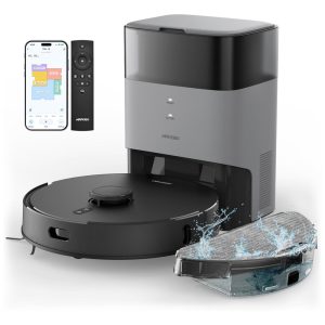 Aspirador Robô com Esvaziamento Automático Autonomia da Bateria de 3H e Compatível com Alexa 110V AIRROBO T20+ Preto e Cinza