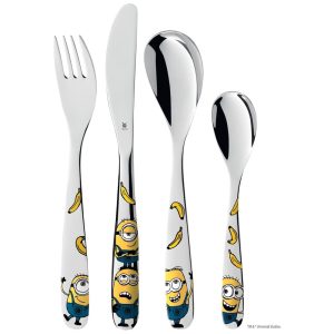 Conjunto de Talheres Infantis 4 Peças em Aço Inoxidável Minions WMF