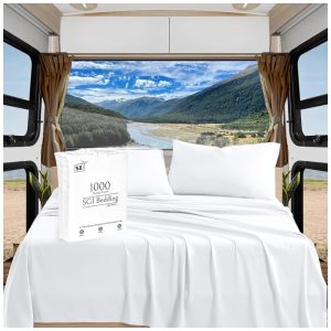 Conjunto de Lençóis em Algodão Egípcio de 1000 Fios Tamanho RV King Super Macio e Respirável SGI bedding Branco