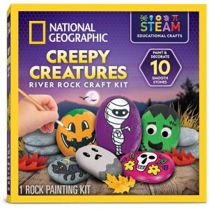 Kit de Pintura Rupestre de Assombrar para o Halloween com 10 Pedras e 10 Tintas National Geographic