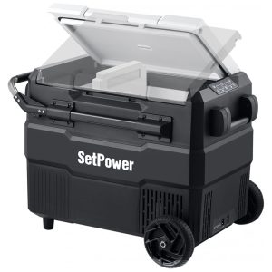 Geladeira Portátil 56L para Carro e Acampamento 12 24 V DC 100 240 V AC Setpower RV60D PRO Preto