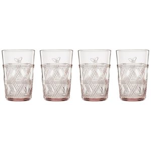 Conjunto de Copos 350mL para Qualquer Ocasião com Tema de Borboletas 4 Peças e Resistente à Quebra LENOX 896076 Rosa