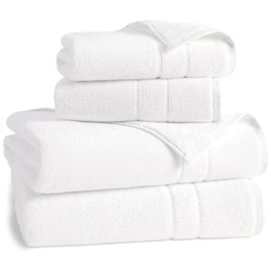 Jogo de Toalhas de Luxo Absorventes e Macias com 4 Peças e Material 100% Algodão Brooklinen Branca