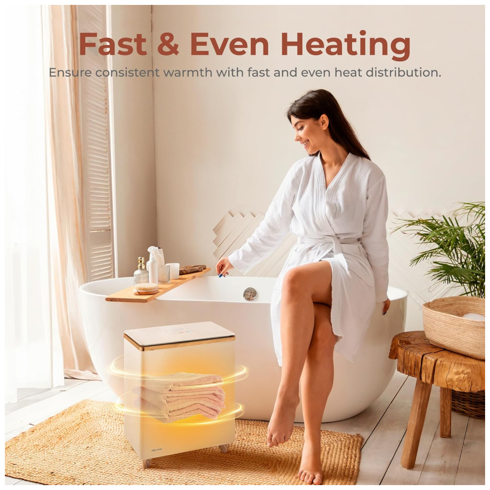 Aquecedor de toalhas retangular de luxo - aquecedor de banheiro spa com fragrância personalizada. Desligamento - Imagem 5