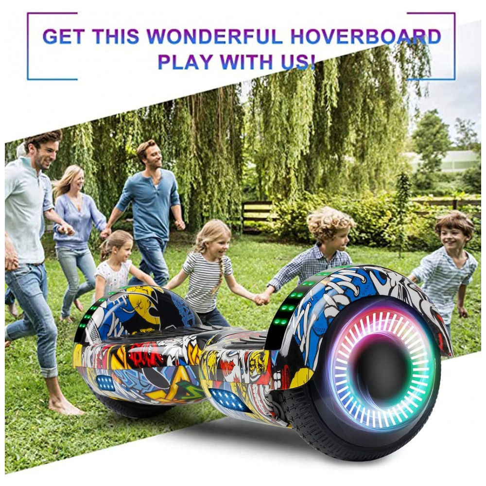 Hoverboard Auto Balanceante SISIGAD 6,5" S1 Verde Carbono com Alto-Falante Bluetooth e Rodas LED Coloridas para Crianças de 6 a 12 Anos - Imagem 2