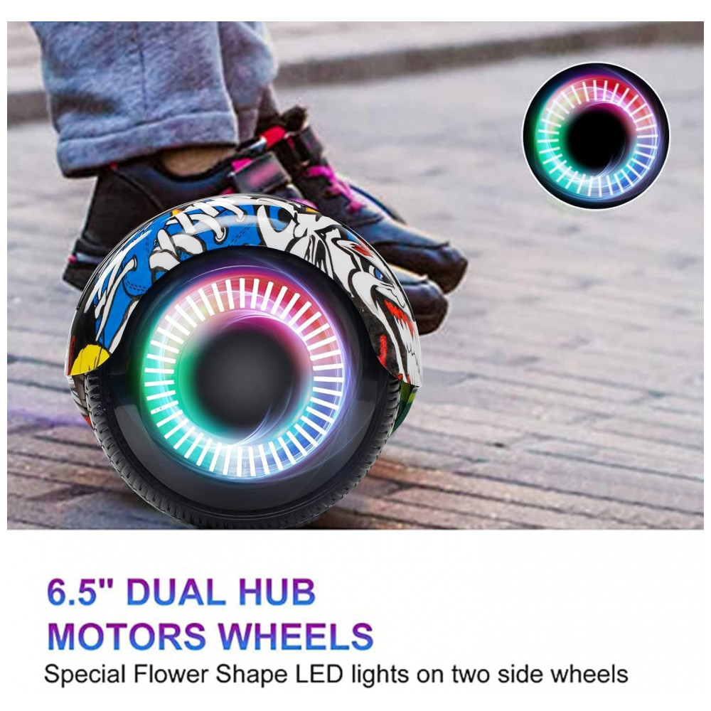 Hoverboard Auto Balanceante SISIGAD 6,5" S1 Verde Carbono com Alto-Falante Bluetooth e Rodas LED Coloridas para Crianças de 6 a 12 Anos - Imagem 5