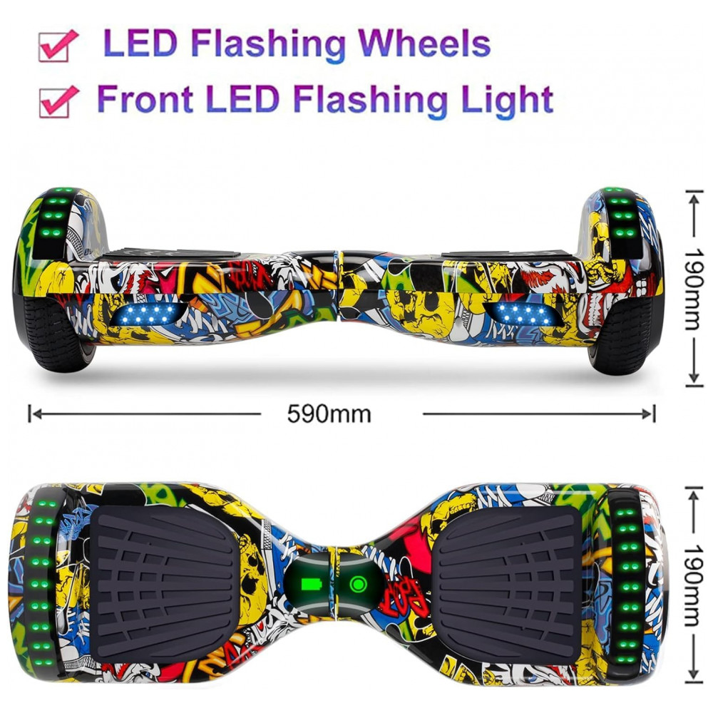 Hoverboard Auto Balanceante SISIGAD 6,5" S1 Verde Carbono com Alto-Falante Bluetooth e Rodas LED Coloridas para Crianças de 6 a 12 Anos - Imagem 6